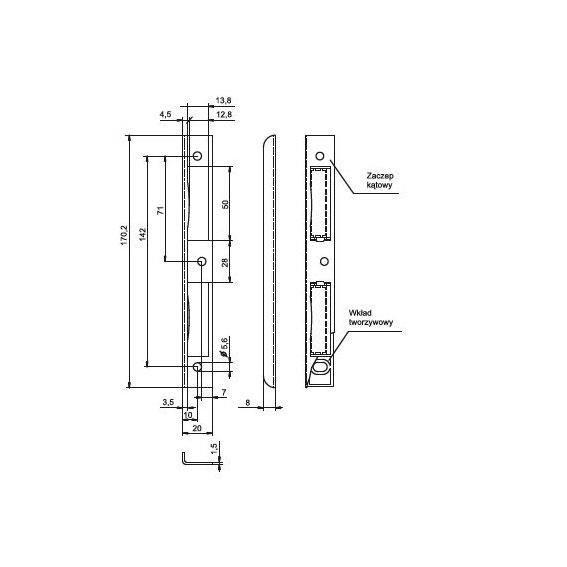 STRIKE PLATE RK73 WHITE ZINC