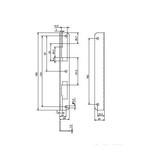 STRIKE PLATE RK91 WHITE ZINC