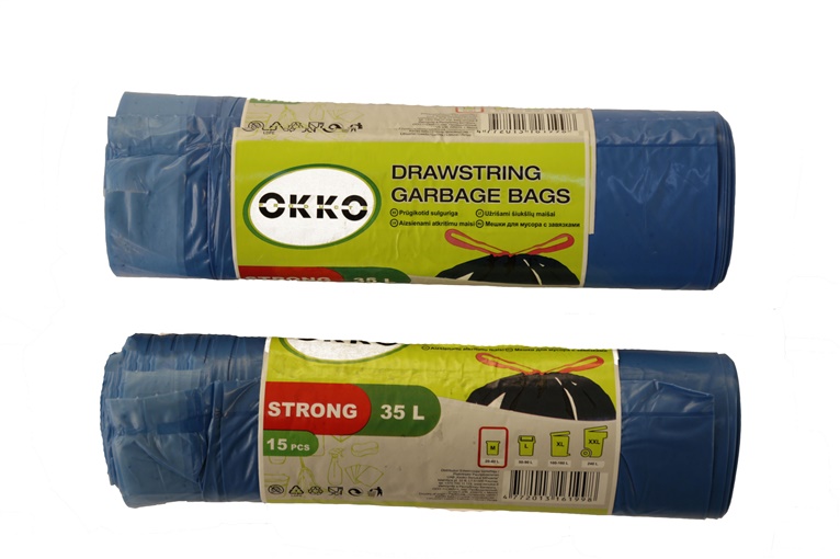 GARBAGE BAGS OKKO STR BLUE DS 35L 15PCS