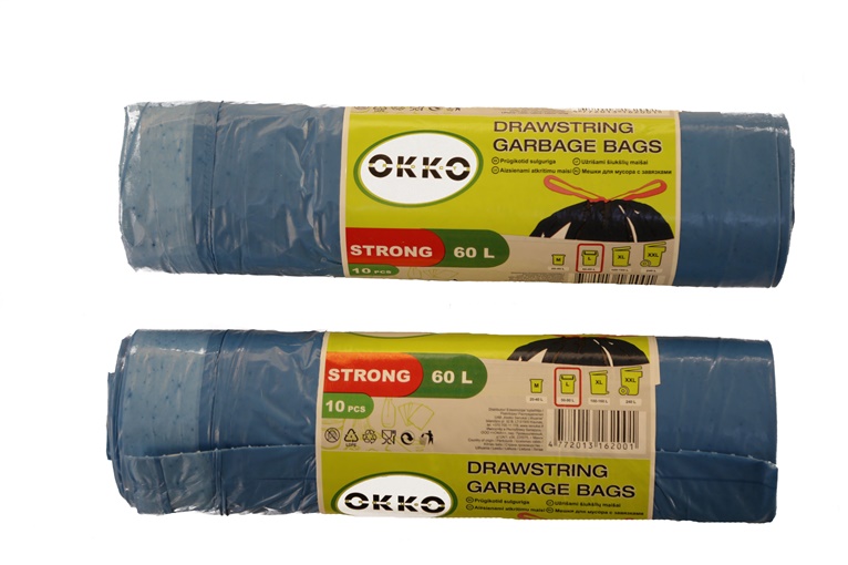 GARBAGE BAGS OKKO STR BLUE DS 60L 10PCS