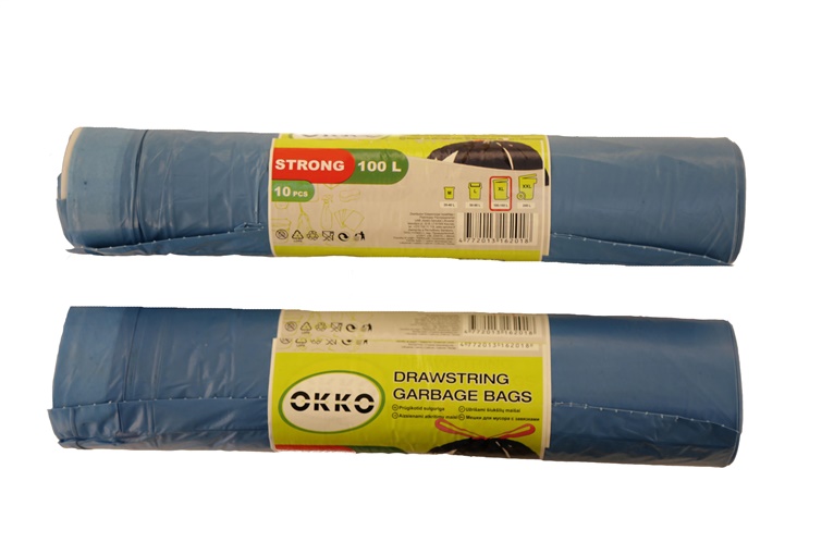 GARBAGE BAGS OKKO STR BLUE DS 100L 10PCS