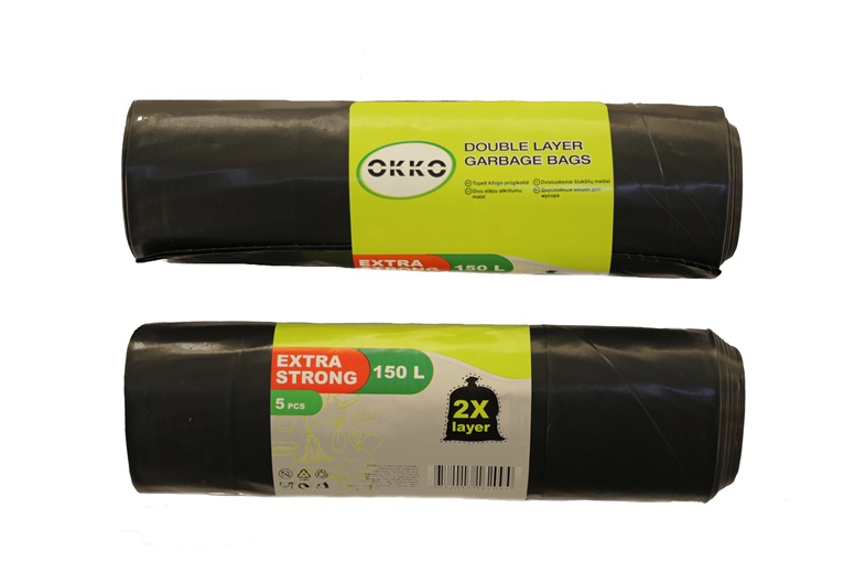 Šiukšlių maišai Okko Extra Strong. 150 l. 5 vnt.. 55MK