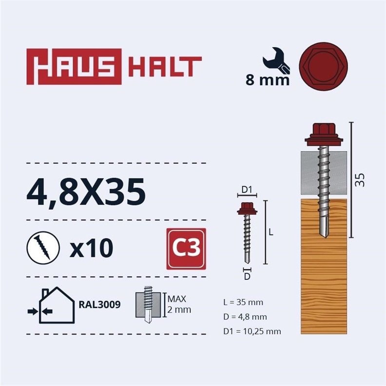 Savisriegiai Haushalt. DIN 7504K. 4.8 x 35 mm. 10 vnt.