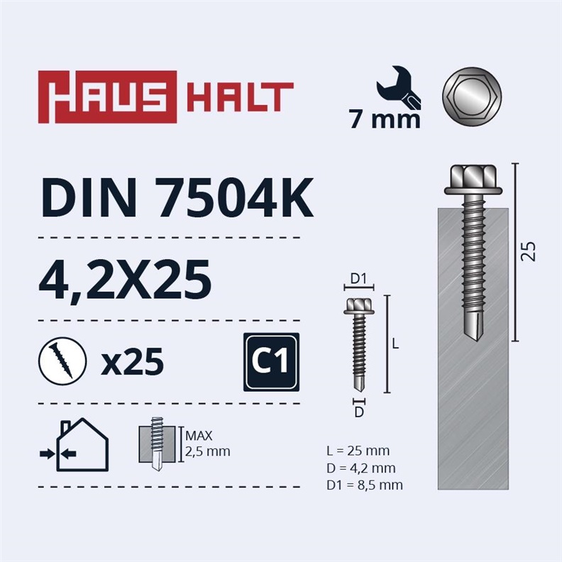 SELF SCREW 4.2X25 DIN7504K ZN 25PCS