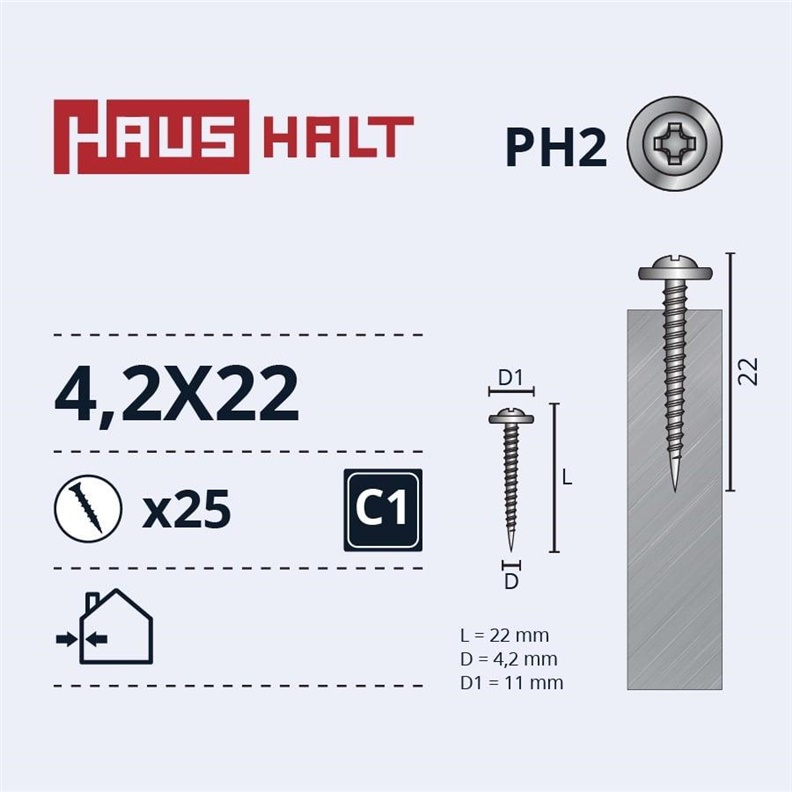 SELF SCREW 4.2X22 MET/MET ZN 25PCS