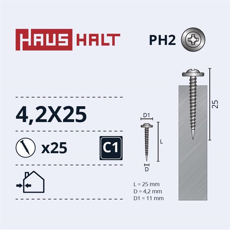 SELF SCREW 4.2X25 MET/MET ZN 25PCS