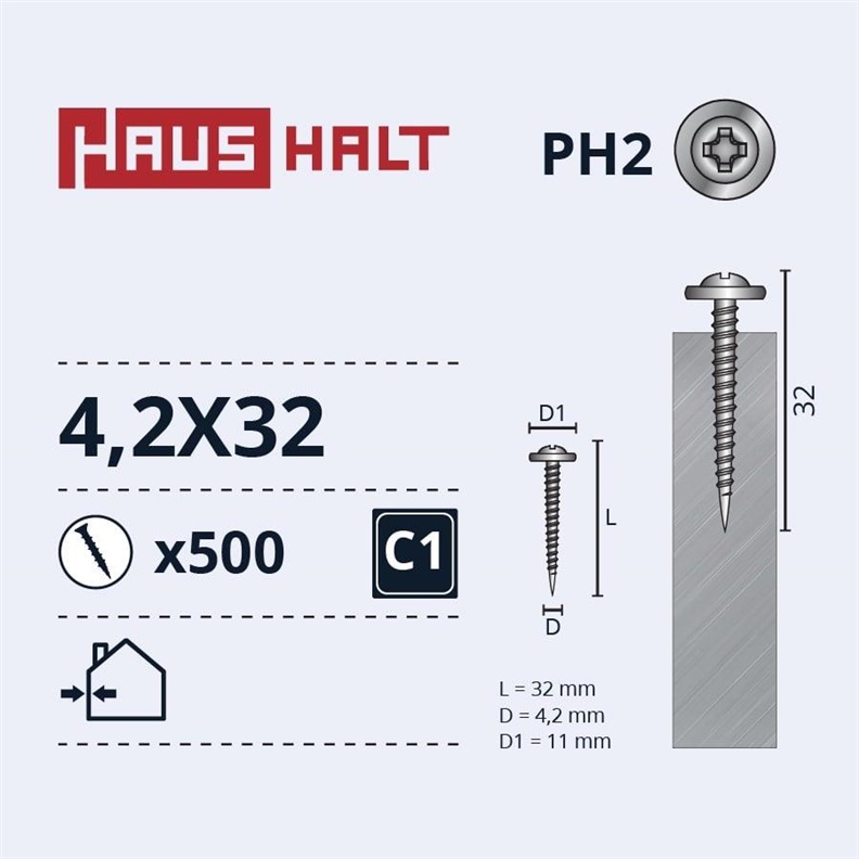 Savisriegiai Haushalt. DIN 14566. 4.2 x 32 mm. 20 vnt.