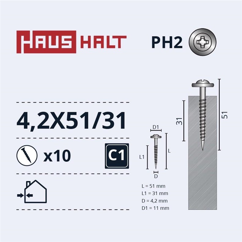 Savisriegiai Haushalt. DIN 14566. 4.2 x 51/31 mm. 10 vnt.