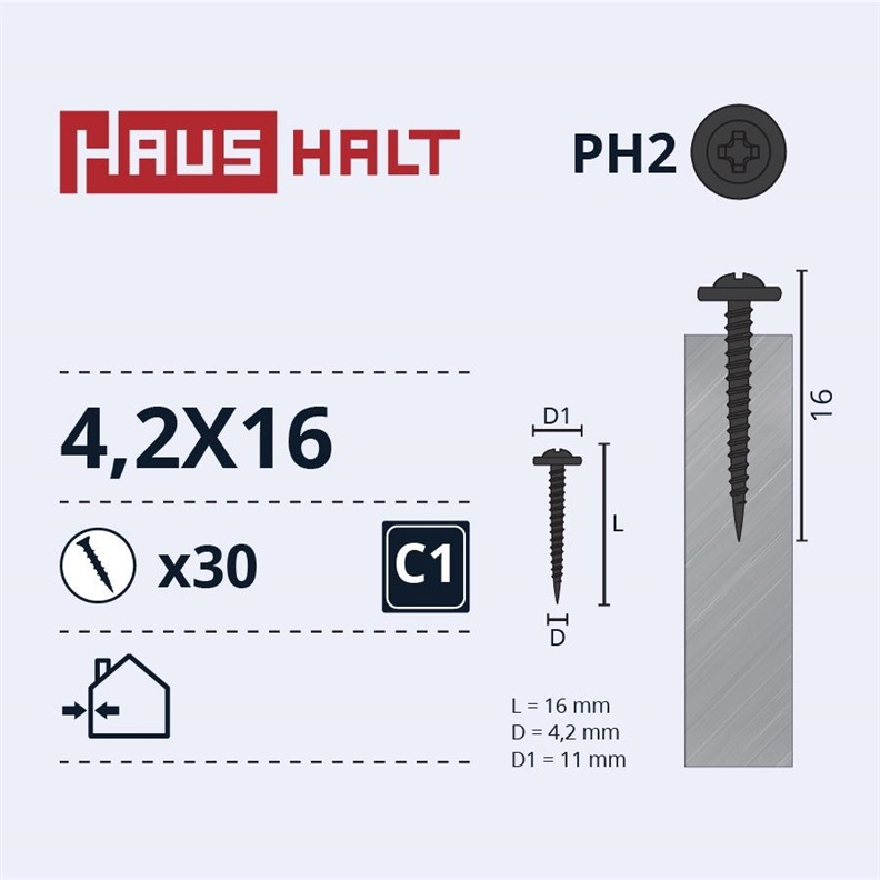 Pašurbjošas skrūves Haushalt. 4.2 x 16 mm. 30 gab.