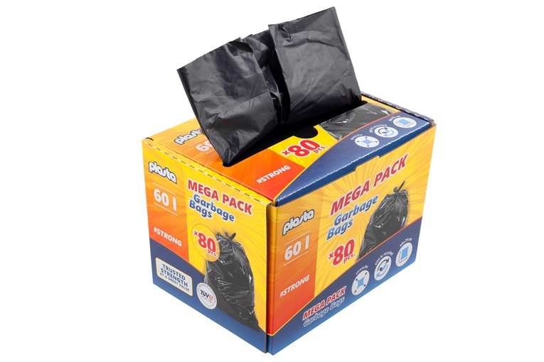 GARBAGE BAGS PLASTA MEGA PACK 60L 80PCS