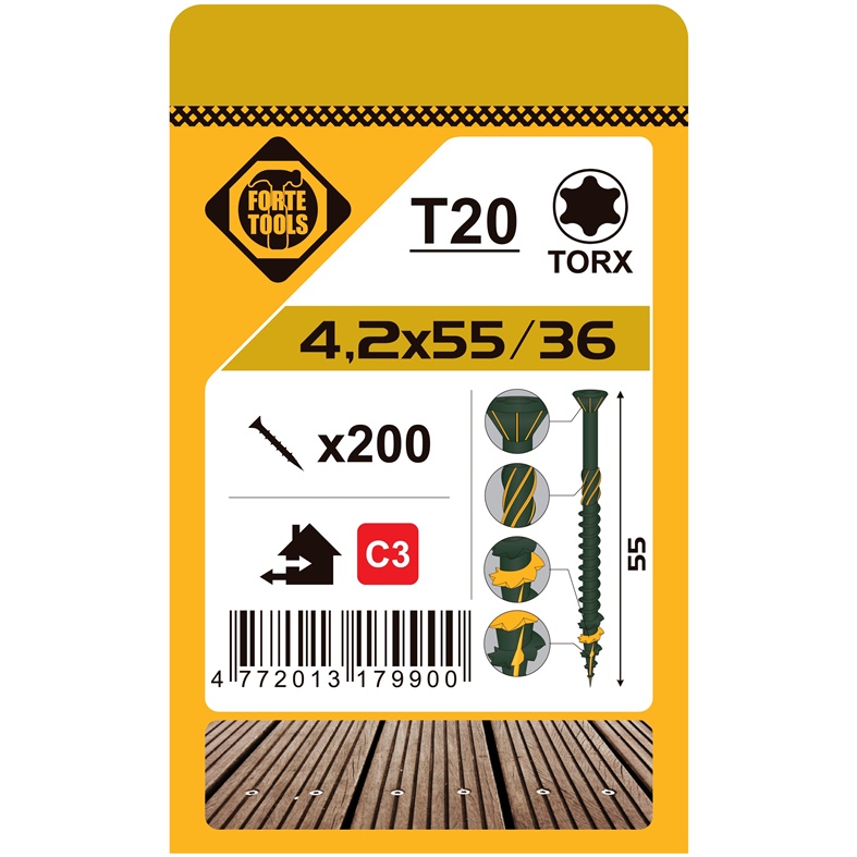 TERRACE SCREW T20 4.2X55 GREEN (200)