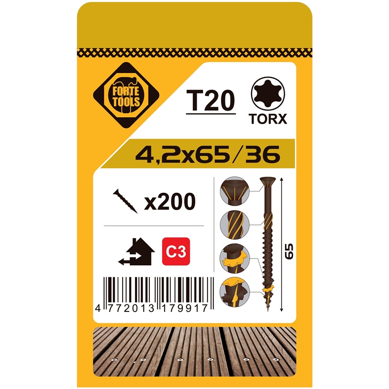 TERRACE SCREW T20 4.2X65 BROWN (200)