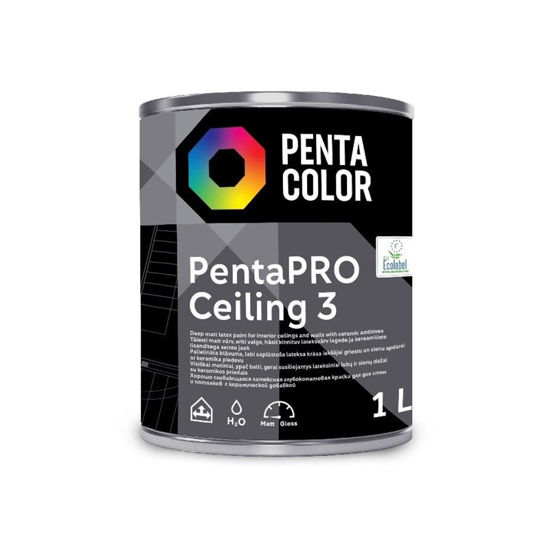 Krāsa Pentacolor PentaPro Ceiling 3. balta. 1 l