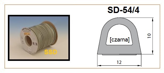 Blīvgumija dubultā D profils 10x12mm melns (2x25m) m