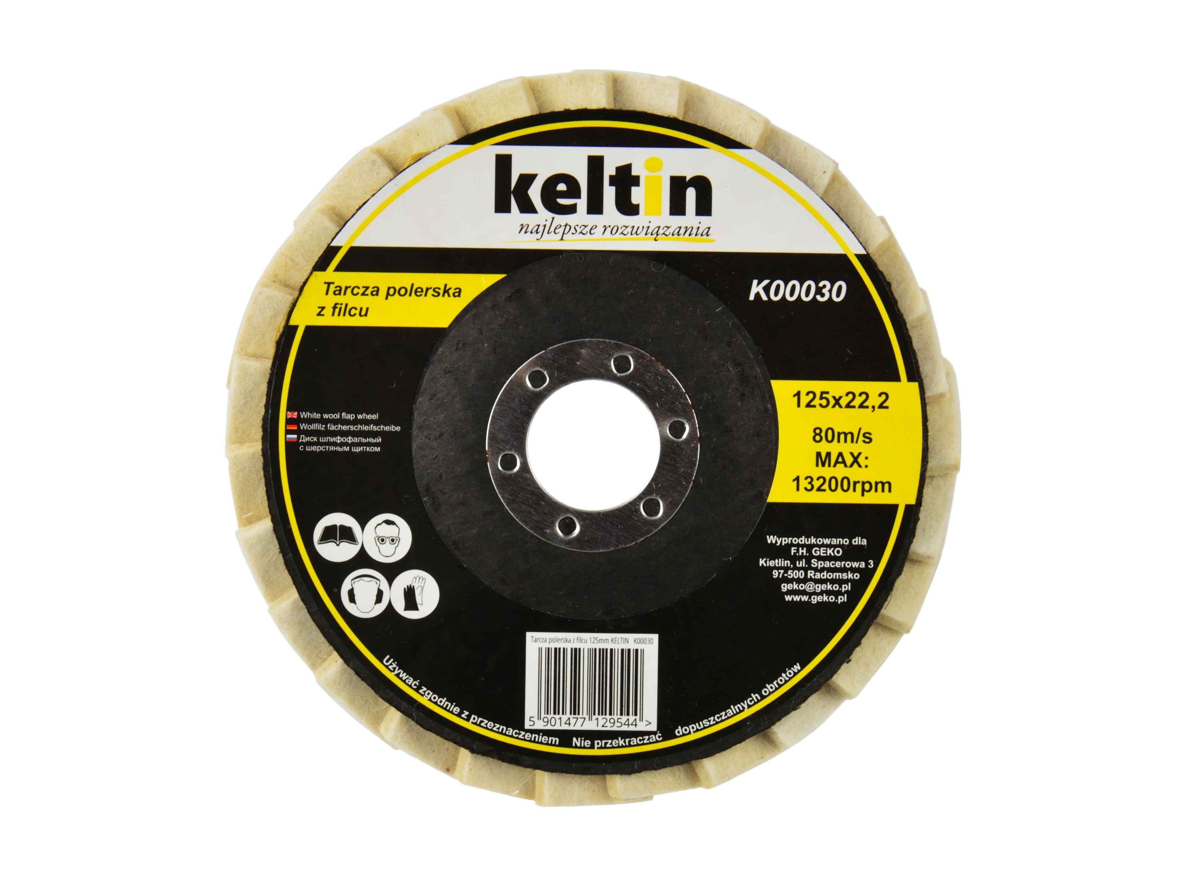 Vēdekļveida slīp. disks filca 125x22mm Keltin