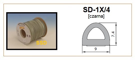 Blīvgumija dubultā D profils melns (2x50m) m