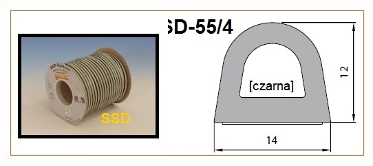 Blīvgumija dubultā D profils 12x14mm melns (2x20m) m