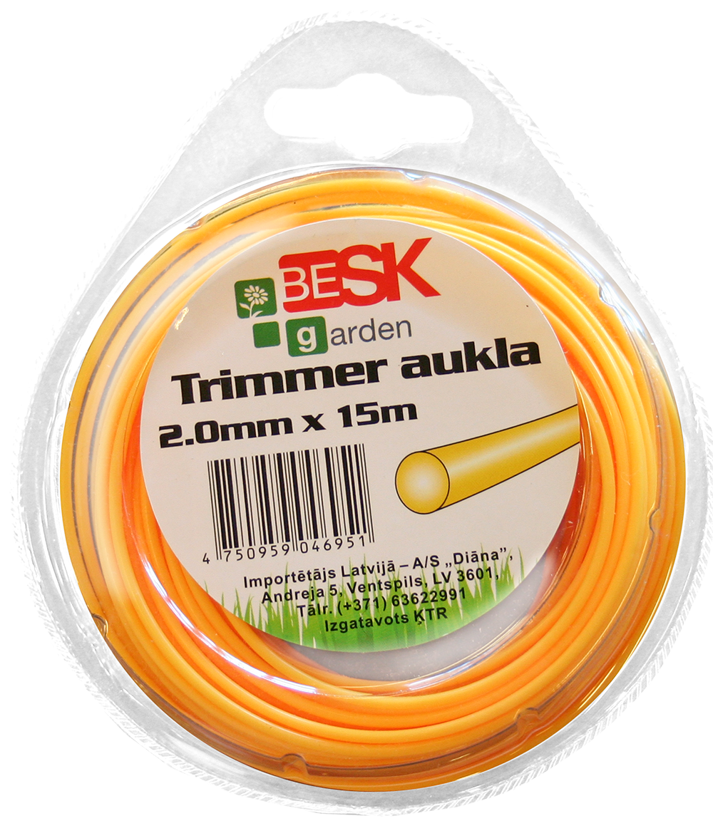 Trimmera aukla 2.0mm*15m apaļa