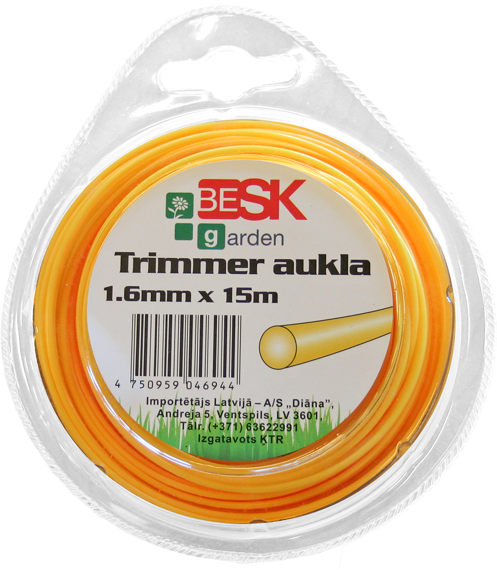 Trimmera aukla 1.6mm*15m apaļa