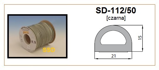 Blīvgumija D profils 21x15mm melns (1x50m) m