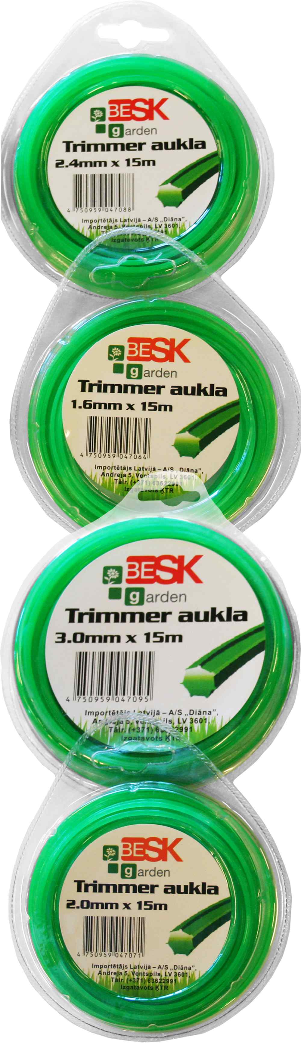 Trimmera aukla 1.6mm*15m daudz.k